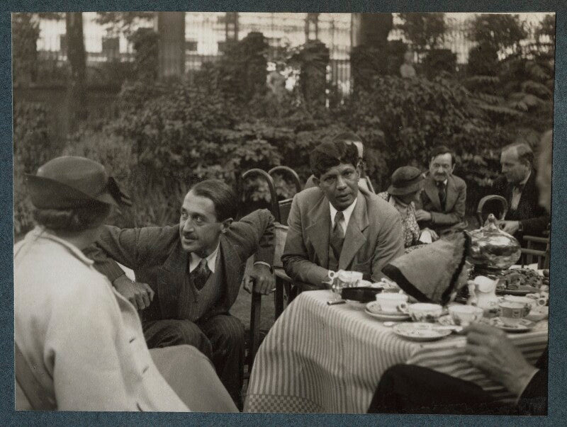 Gertrude emerson sen; lionel tilden; boshi sen; dorothy bussy (née strachey); simon bussy and an unknown man npg ax143948