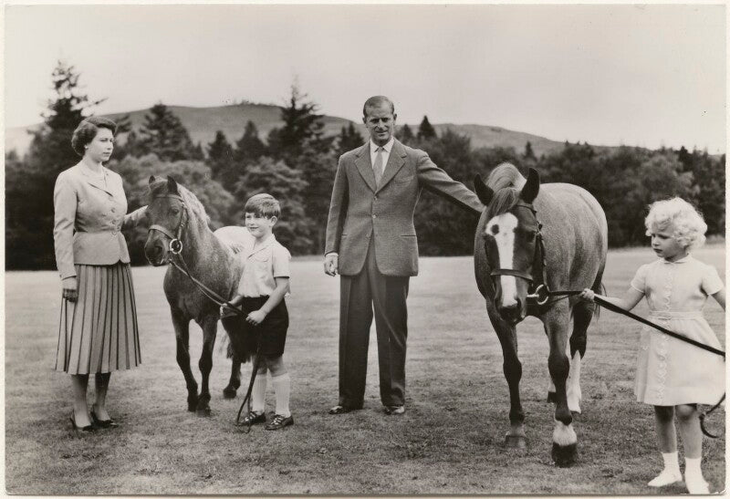 'the royal family at balmoral' (queen elizabeth ii; king charles iii; prince philip, duke of edinburgh; princess anne) npg x193030