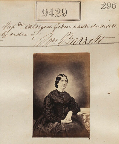 'Reproduction enlarged from carte de visite by order of Mrs Barrett' NPG Ax59236