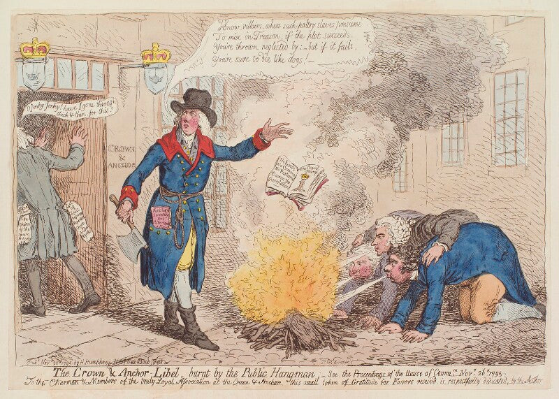 'the crown and anchor libel, burnt by the public hangman' npg d12550