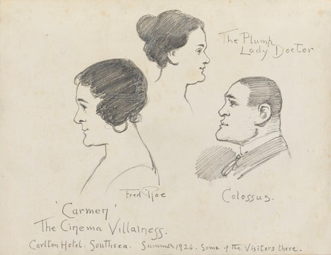 'The Plump Lady Doctor, 'Carmen the Cinema Villainess' and 'Colossus' (Three unknown sitters) NPG D43153