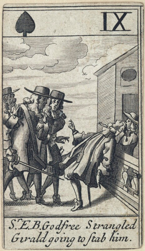 'sr. e.b. godfree strangled, girald going to stab him' npg d23014(e)