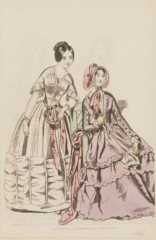 'evening and carriage dresses', august 1845 npg d47960