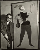 Man Ray with his painting 'Mademoiselle H' NPG x132224