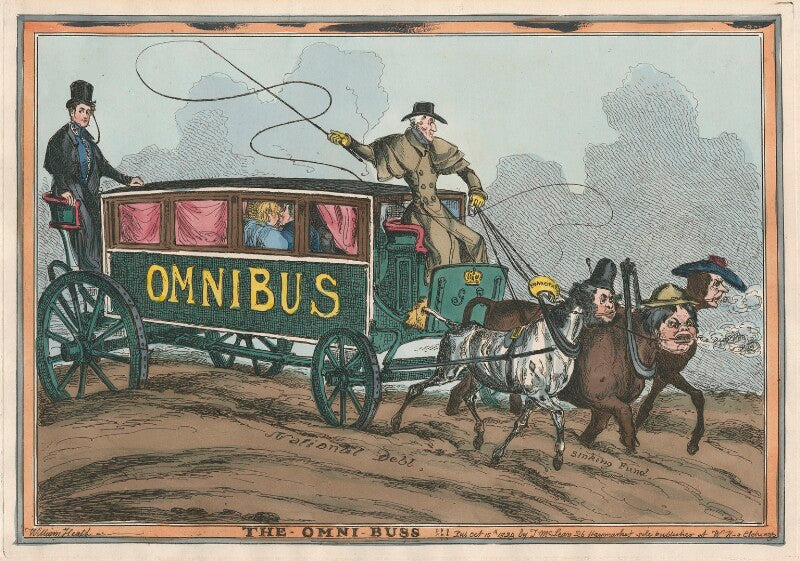 'the omni buss' (sir robert peel, 2nd bt; elizabeth conyngham (née denison), marchioness conyngham; king george iv; arthur wellesley, 1st duke of wellington; john bull) npg d48791