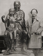 Jacob Epstein with his bronze sculpture of the 'Madonna and Child' NPG x196120
