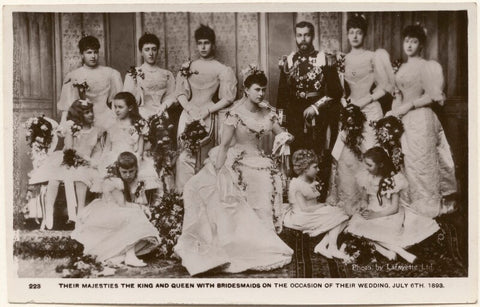 'Their Majesties The King and Queen with Bridesmaids on the Occasion of their Wedding, July 6th, 1893' NPG x196933