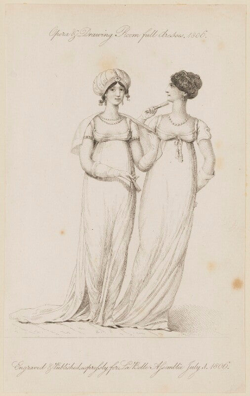 'opera & drawing room full dresses, 1806' npg d47496