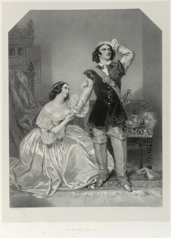 Charles john kean and eleanora ('ellen') kean (née tree) as sir walter and lady amyott in lovell's 'the wife's secrets' npg d22014