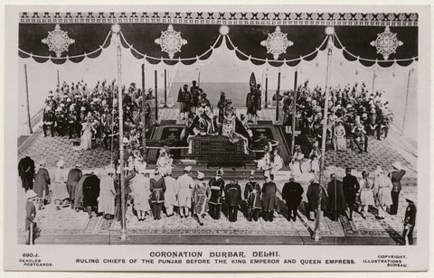 'Coronation Durbar, Delhi. Ruling Chiefs of the Punjab Before the King Emperor and Queen Empress' NPG x193184