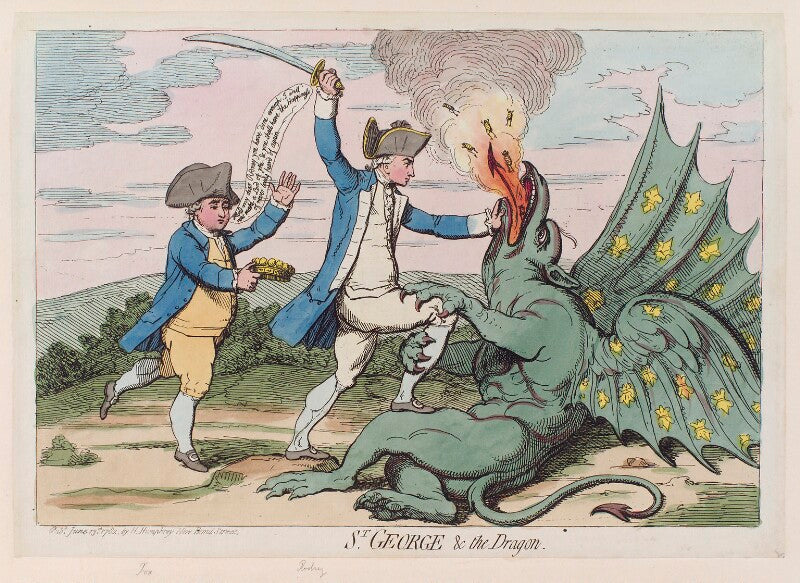 'st george and the dragon' (charles james fox; george bridges rodney, 1st baron rodney) npg d12308