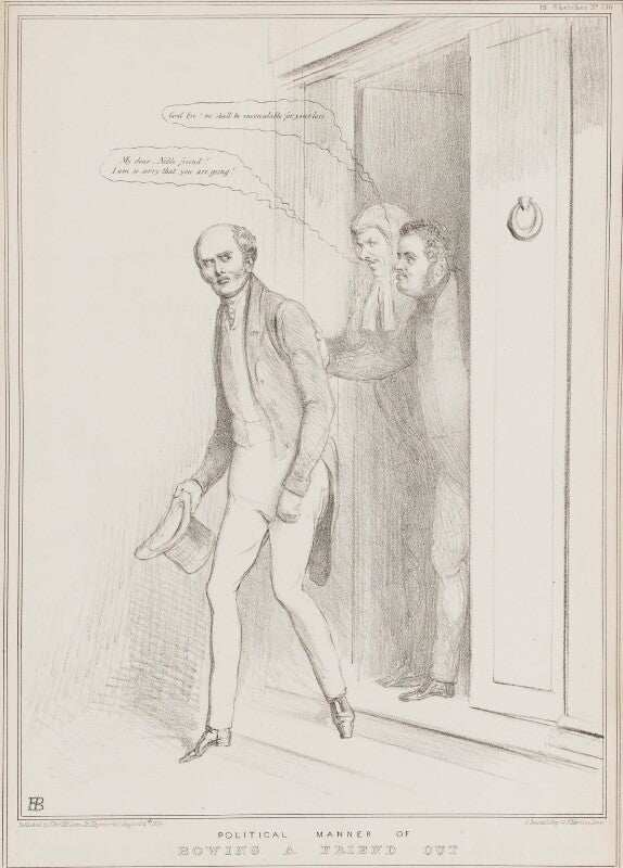 Political manner of bowing a friend out npg d41271