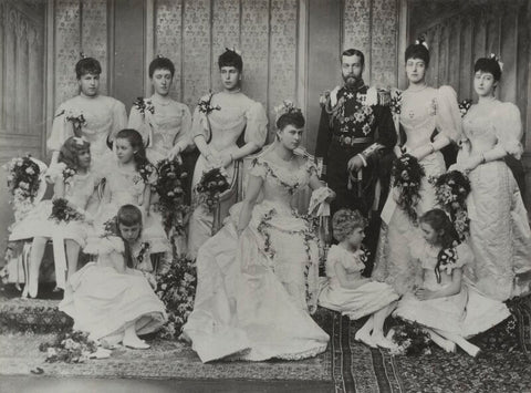 The Duke and Duchess of York with their bridesmaids NPG Ax26482