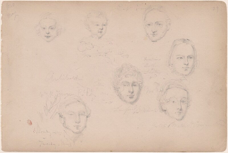 Captain tucker and six unknown sitters including several siblings npg d23313(52)