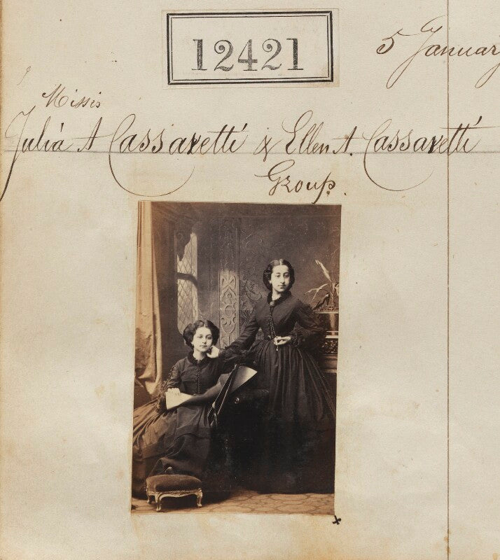 Julia mary sheridan (née cassavetti); helen euphrosiny ('ellen') de linden (née cassavetti) npg ax62070
