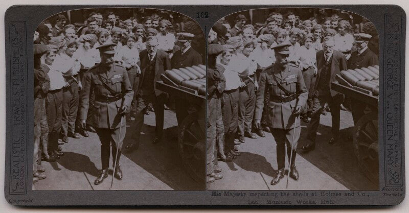 'his majesty inspecting the shells at holmes and co., ltd., munitions works, hull' npg x26380