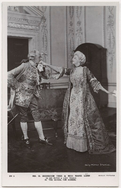 Sir herbert beerbohm tree as sir peter teazle; marie löhr (lohr) as lady teazle in 'the school for scandal' npg x8732
