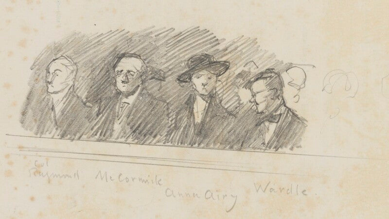 Mourners at the funeral of sir frank dicksee (francis raymond, arthur david mccormick, anna airy and arthur wardle) npg d43183