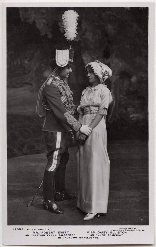 Robert evett as captain frank falconer and daisy elliston as june pomeroy in 'autumn manoeuvres' npg x138272