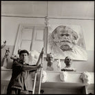 Lev Efimovich Kerbel with works including a sketch for his monumental bust of Karl Marx NPG x134756