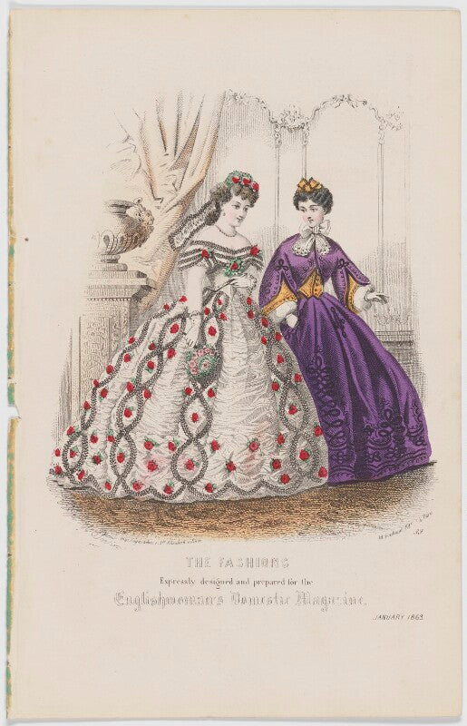'the fashions'. ball dress and morning dress, january 1863 npg d48000