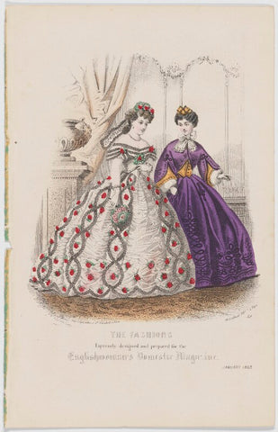 'The Fashions'. Ball dress and morning dress, January 1863 NPG D48000