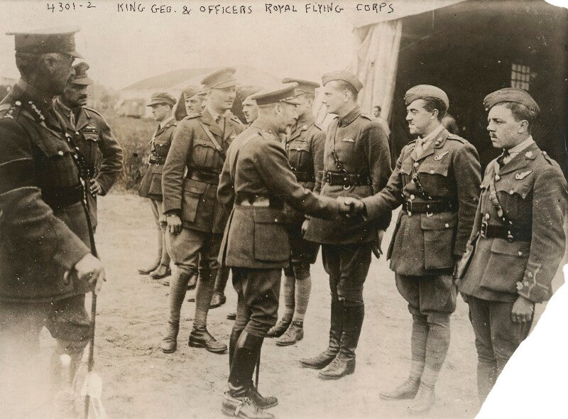 King george v with officers of the royal flying corps npg x198489