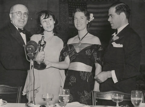 Louis Burt Mayer, Luise Rainer, Louise Ten Broeck Tracy (née Treadwell) and Frank Russell Capra (Francesco Rosario Capra) at the 10th Academy Awards NPG x198583