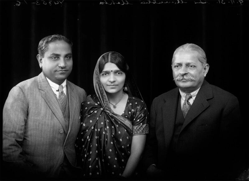 Jivraj narayan mehta; mrs hansa mehta; sir manubhai nandshankar mehta npg x150708