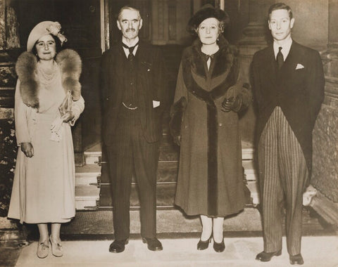 King George VI; Neville Chamberlain; Annie Vere Chamberlain (née Cole); Queen Elizabeth, the Queen Mother NPG x76560
