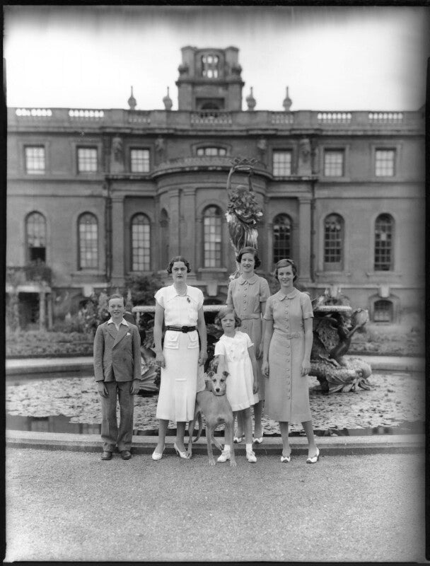 John spencer churchill, 11th duke of marlborough; alexandra cadogan, duchess of marlborough; lady rosemary muir; lady caroline waterhouse; lady sarah roubanis npg x81370
