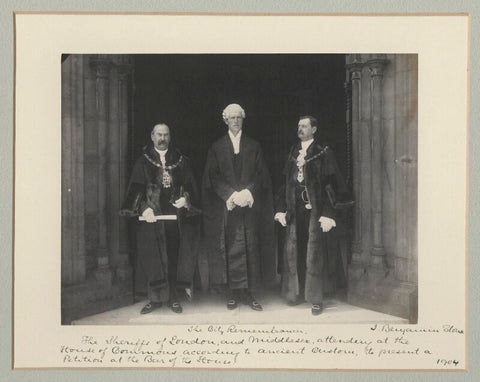 'The Sheriffs of London and Middlesex attending at the House of Commons according to ancient custom to present a petition at the Bar of the House' NPG x135143