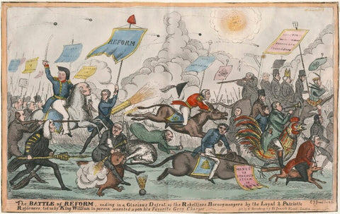 'The Battle of Reform' (includes possibly Sir Francis Burdett, 5th Bt; Henry Brougham, 1st Baron Brougham and Vaux; King William IV; Charles Grey, 2nd Earl Grey; John Russell, 1st Earl Russell; John Scott, 1st Earl of Eldon; Ernest Augustus, Duke of ...) NPG D48858