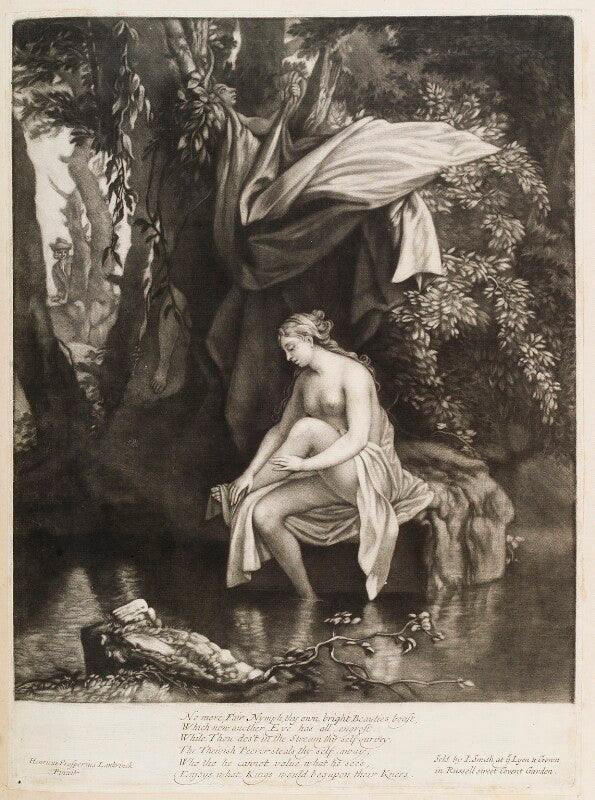 A naked woman bathing npg d11751
