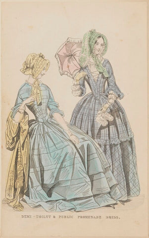 'Demi-toilet and public promenade dress', July 1844 NPG D47926