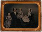Agnes King (née Bright); Sir Charles Tilston Bright; Sir Charles Bright; Hannah Barrick Bright (née Taylor) and an unknown sitter, possibly Mary Angela Jardine (née Bright) or (Annie) Beatrice Bright NPG x32702
