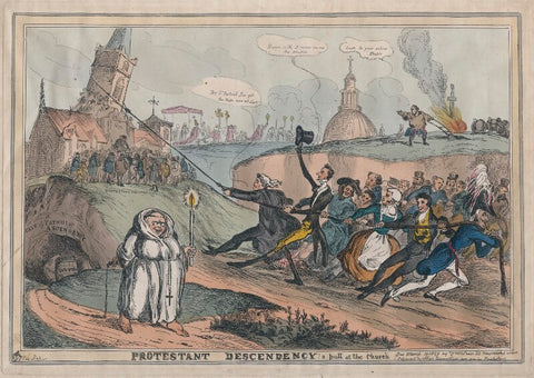 'Protestant Descendency, a pull at the Church' (Pope Leo XII (Annibale Sermattei della Genga); John Scott, 1st Earl of Eldon; Daniel O'Connell; Sir Francis Burdett, 5th Bt; Sir James Mackintosh; Henry Brougham, 1st Baron Brougham and Vaux; Sir Robert...) NPG D48743