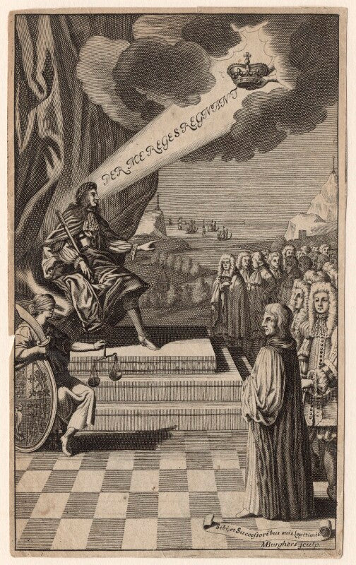 King charles ii with justice and 20 unknown men npg d18535