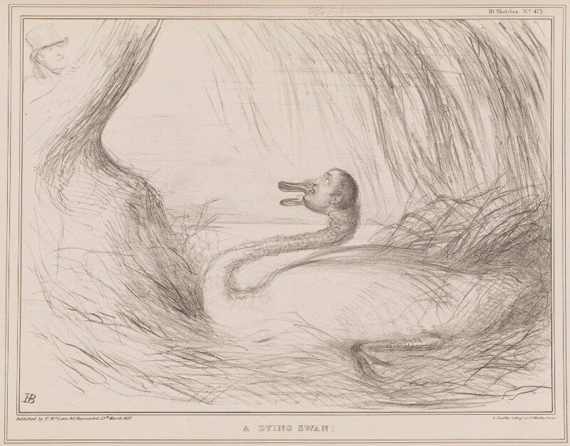 A dying swan (sir robert peel, 2nd bt; john cam hobhouse, baron broughton de gyfford) npg d41407