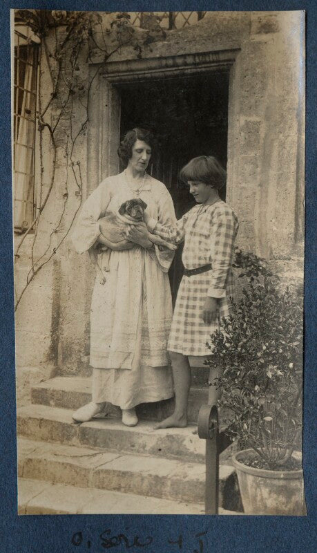 Lady ottoline morrell with her pug soie; julian vinogradoff (née morrell) npg ax140639
