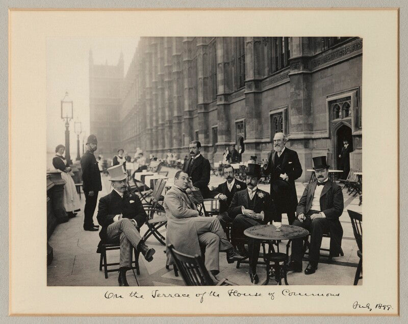 'on the terrace of the house of commons' (including sir james fortescue flannery, 1st bt and sir ernest francis swan flower) npg x32626