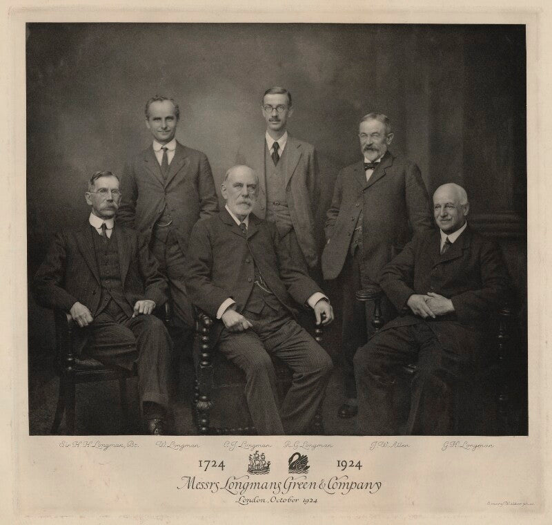 Sir hubert harry longman, 1st bt; william longman; charles james longman; robert guy longman; john william allen; george henry longman npg x29998