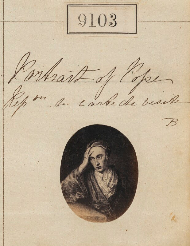 Alexander pope ('portrait of pope. reproduction for carte de visite') npg ax58925