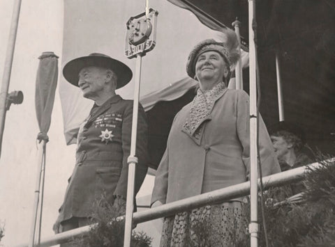 Robert Baden-Powell with Wilhelmina, Queen of the Netherlands as she opens the 5th World Scout Jamboree NPG x198581