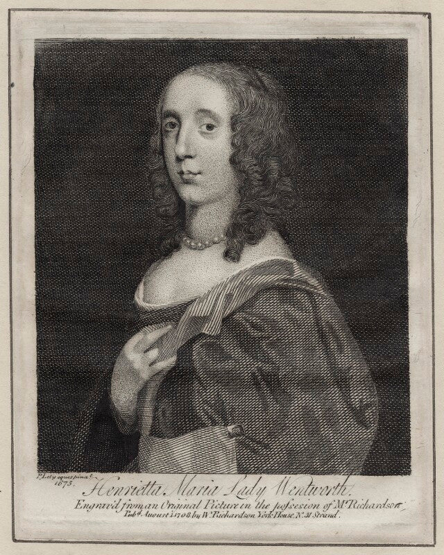 Unknown woman engraved as henrietta maria wentworth, 6th baroness wentworth npg d30995