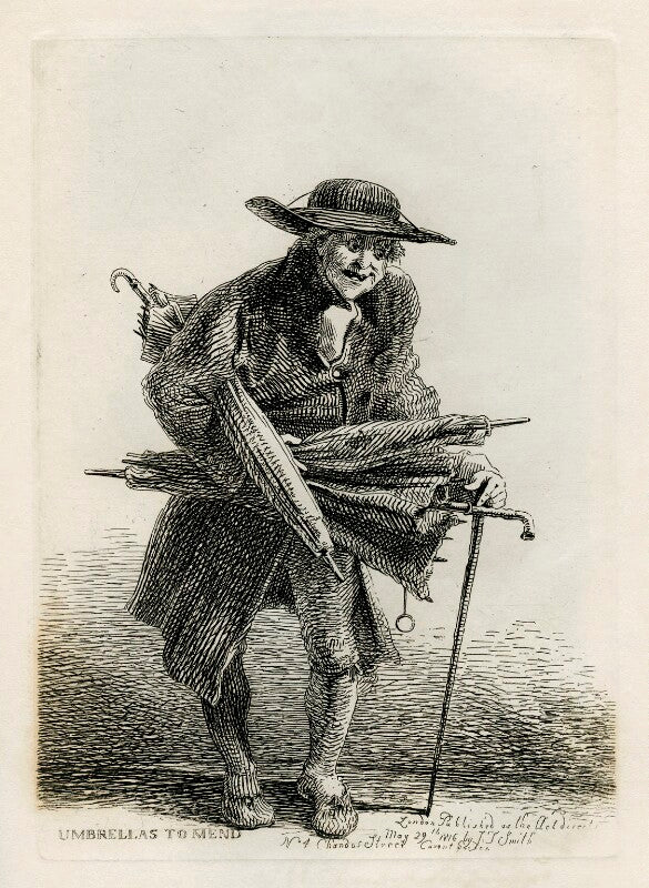 Unknown man selling umbrellas ('umbrellas to mend') npg d40089