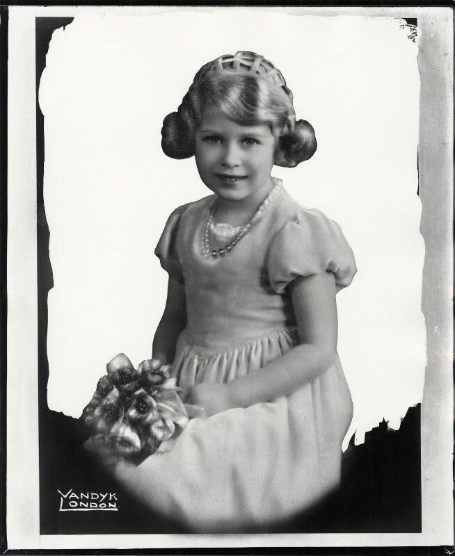 Princess elizabeth (queen elizabeth ii) as bridesmaid at the wedding of lady may cambridge and henry abel smith npg x32582