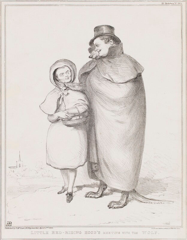 Little red riding hood's meeting with the wolf (john russell, 1st earl russell; daniel o'connell) npg d41319