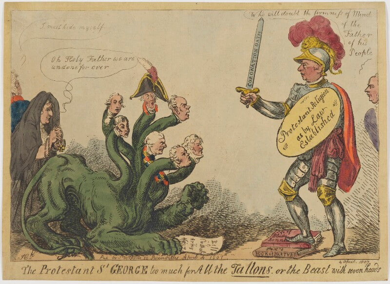 The protestant st george too much for all the tallons, or the beast with seven heads npg d47473