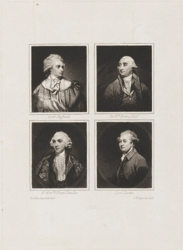 John baker holroyd, earl of sheffield; sir william forbes; henry dundas, viscount melville; charles bingham, earl of lucan npg d15390